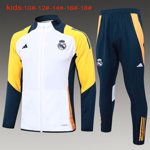 Niños Chandal Real Madrid 2024/2025 Blanco Amarillo 3